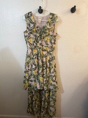Sand & Spirit Tropical Floral High-Low Maxi Dress Women's Small